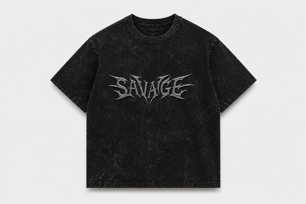 SAVAGE Acid Wash Oversized T-Shirt – Black
