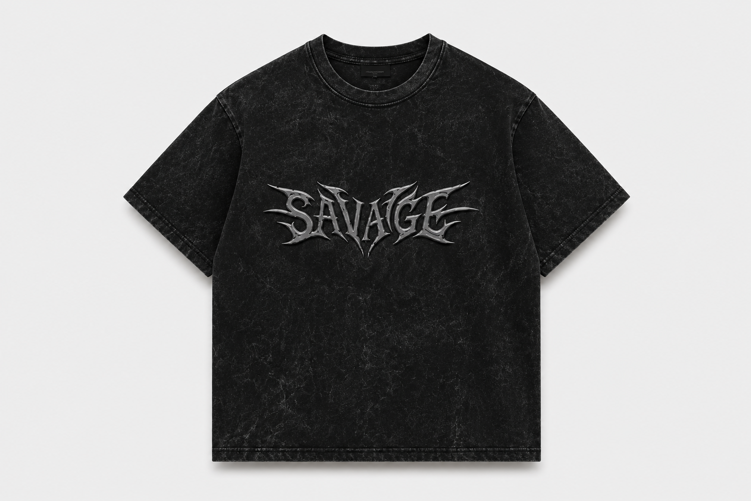 SAVAGE Acid Wash Oversized T-Shirt – Black