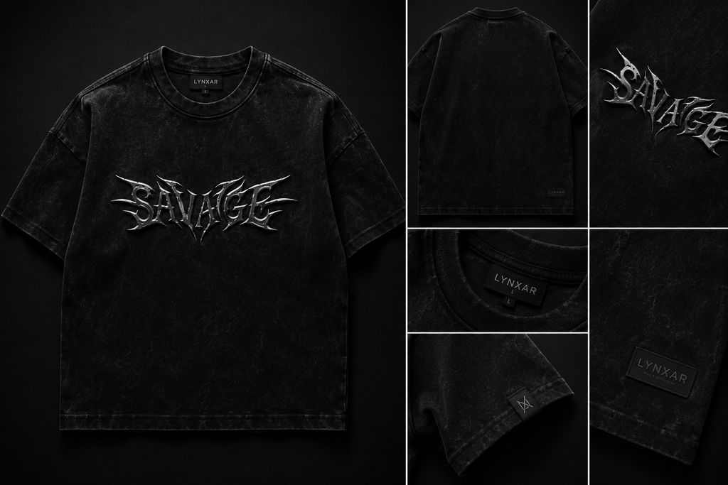 SAVAGE Acid Wash Oversized T-Shirt – Black