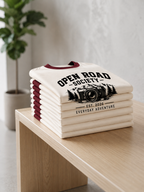 LYNXAR Open Road Society Off White & Maroon Ringer Tee