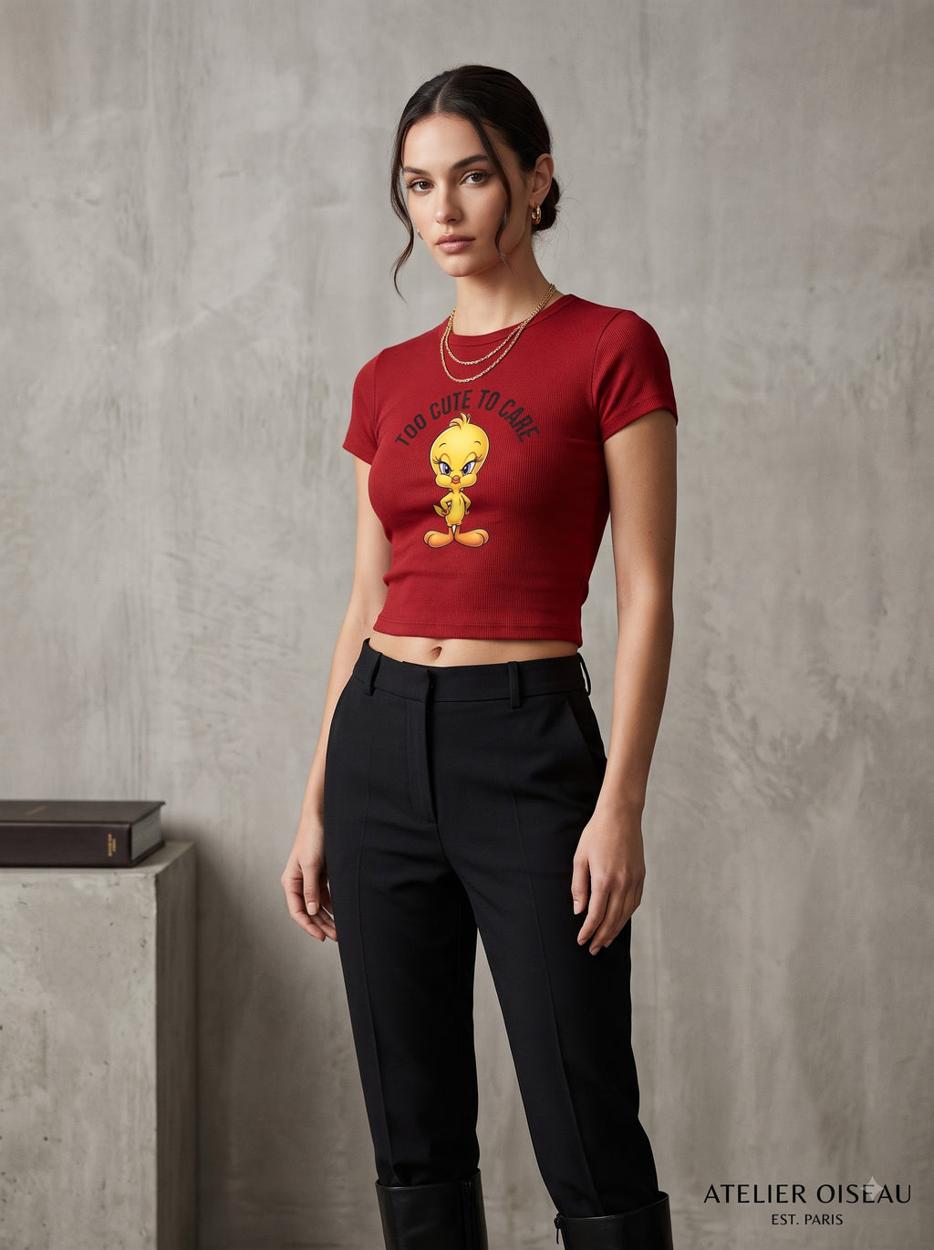 LYNXAR Too Cute To Care Red Baby Tee