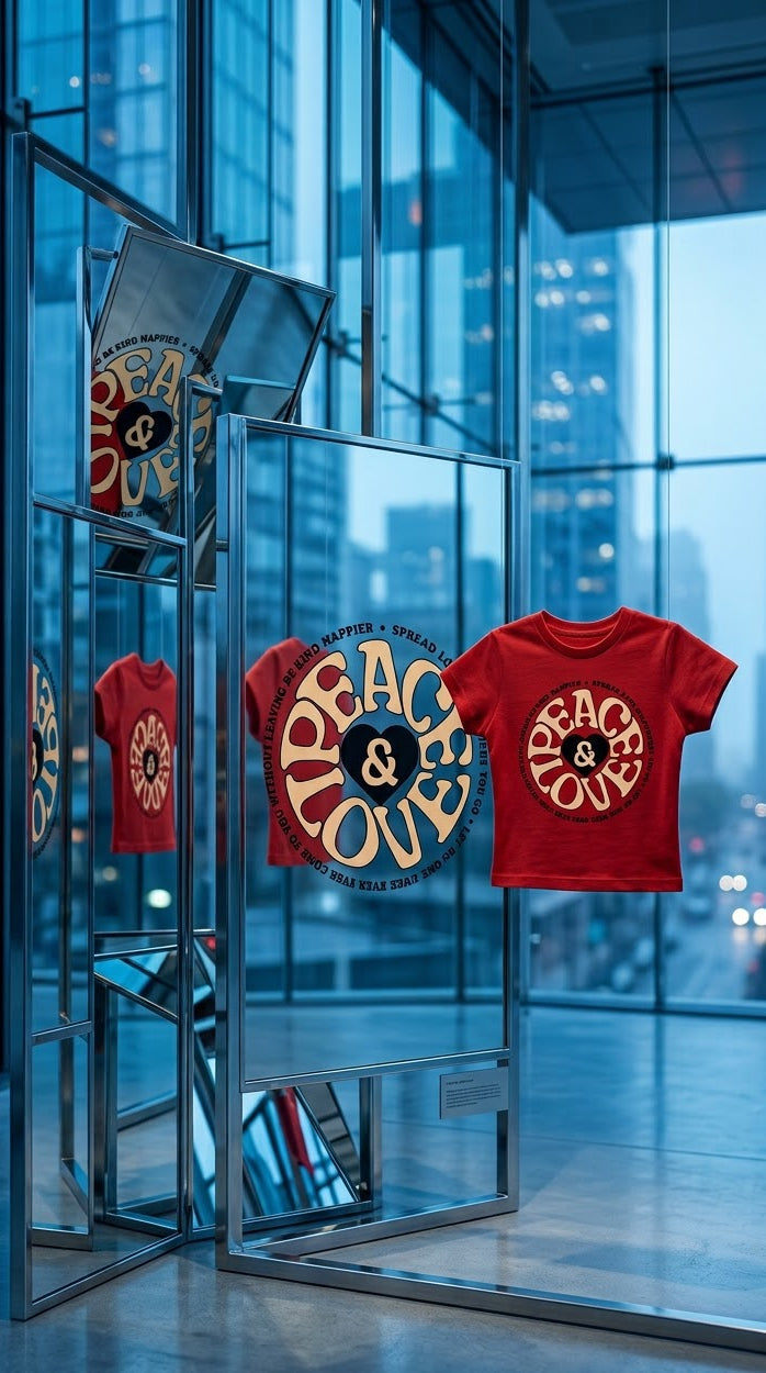 LYNXAR Peace & Love Retro Red Baby Tee