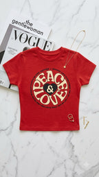 LYNXAR Peace & Love Retro Red Baby Tee