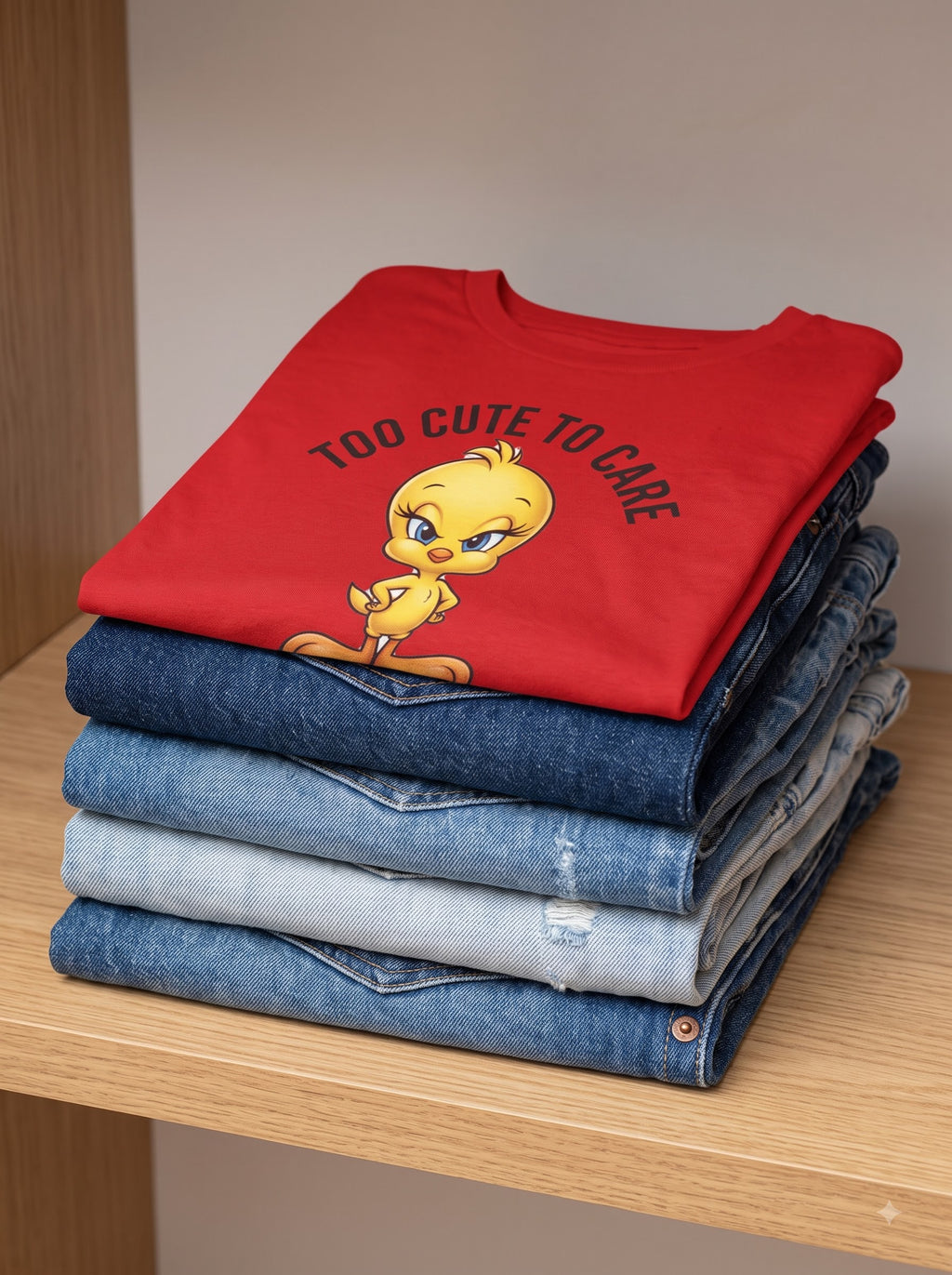 LYNXAR Too Cute To Care Red Baby Tee