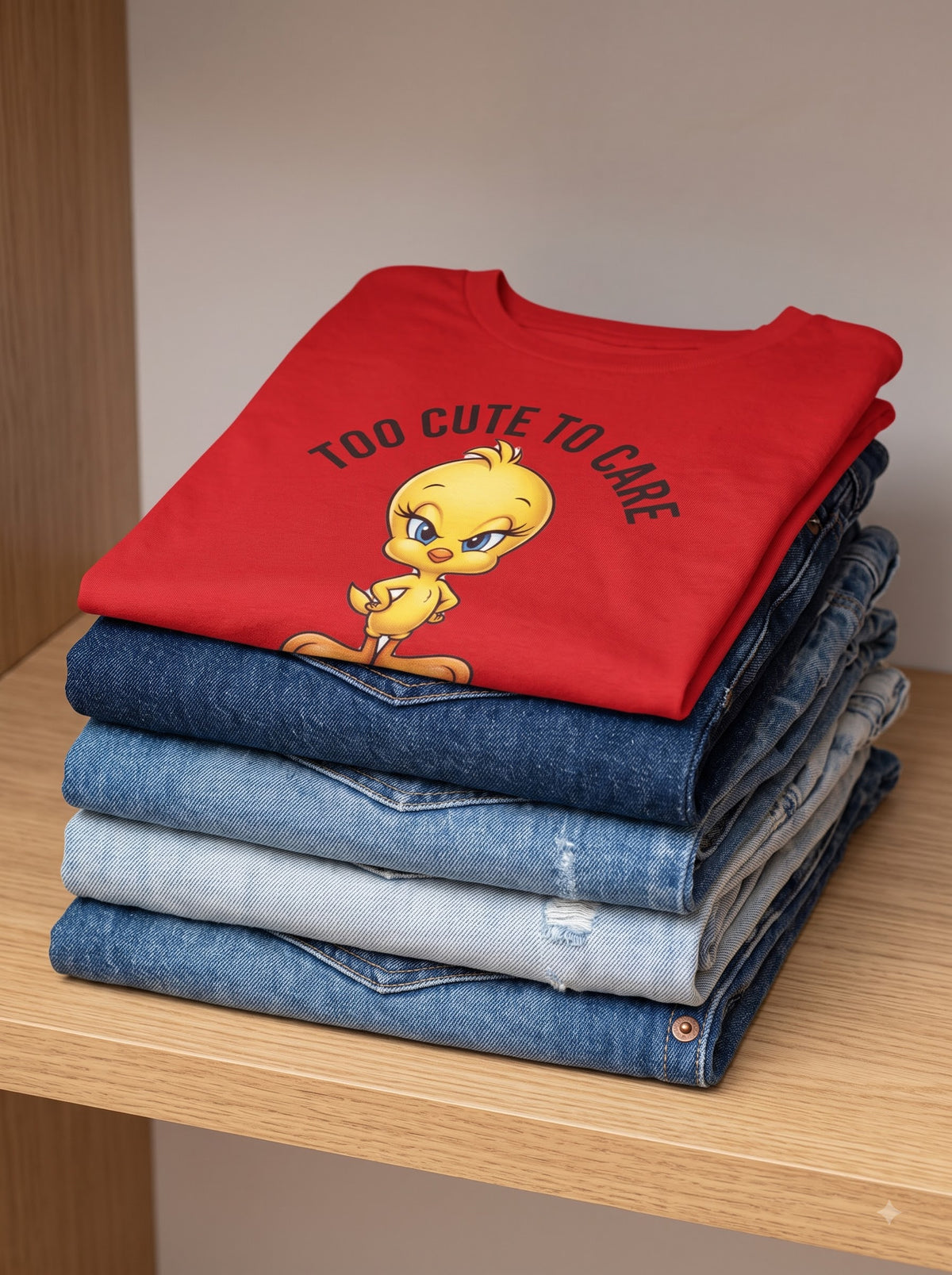 LYNXAR Too Cute To Care Red Baby Tee