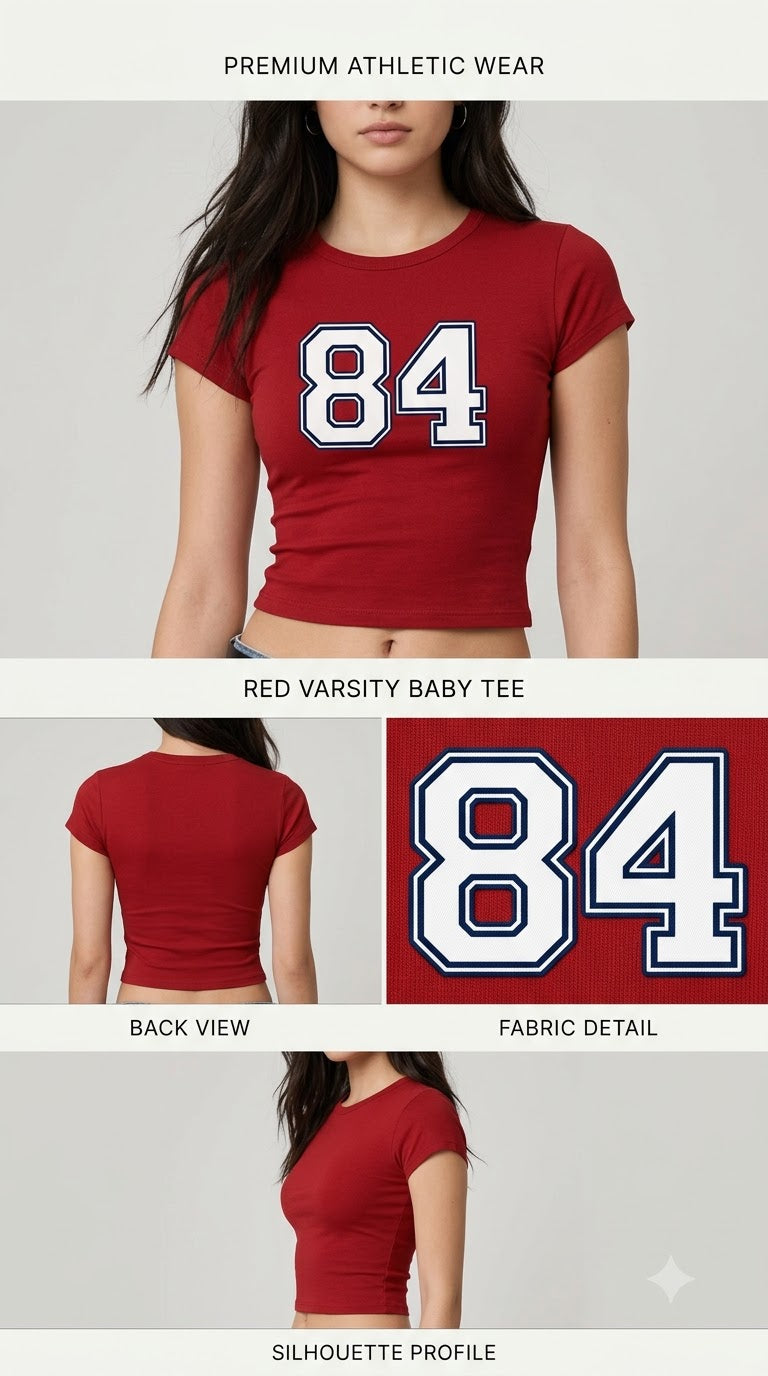 LYNXAR 84 Varsity Red Baby Tee
