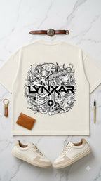 LYNXAR Off-White Waffle Boxy Fit Back Graphic T-Shirt 🤍🖤