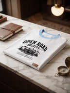 LYNXAR Open Road Society White & Sky Blue Ringer Tee