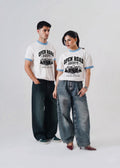 LYNXAR Open Road Society White & Sky Blue Ringer Tee